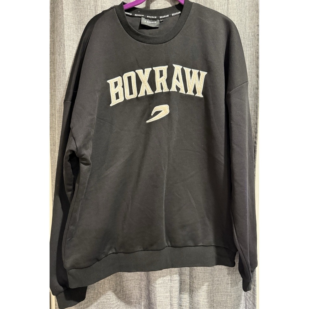 BOXRAW Big Letter Logo Black Sweatshirt Mens Size Large LFG Heavyweight EUC